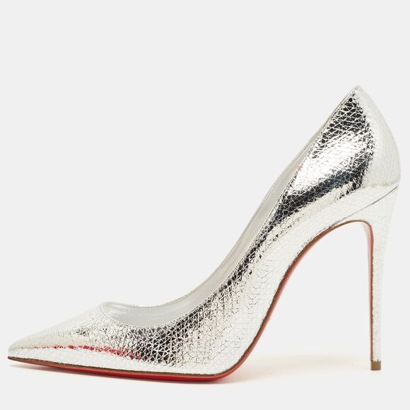 Christian Louboutin Shoes - Christian Louboutin So Kate Size 38 Silver Leather Pumps